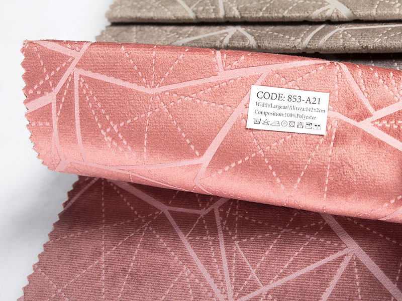 Tissu jacquard teint en fil avec ampage en feuille de velours
